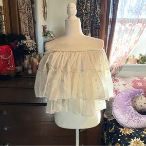 Lovestitch Boho Ruffle Tiered Off The Shoulder Blouse Top Size Large